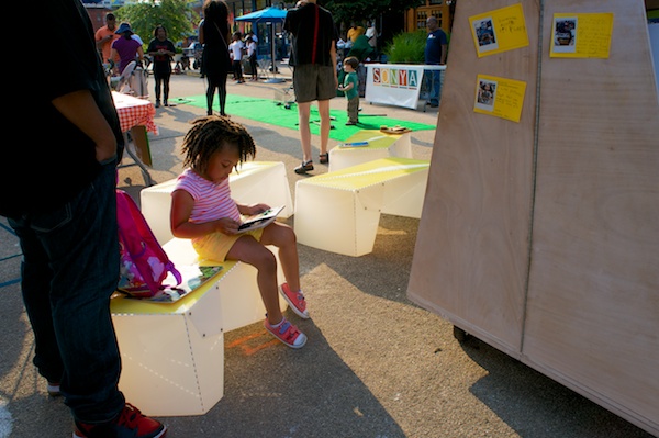 See more photos of Uni reading room, Putnam Triangle Plaza, Clinton Hill, Brooklyn. Aug 8, 2014