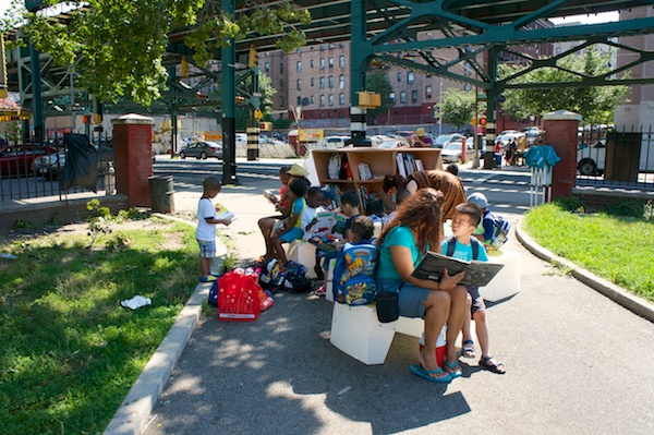 Uni reading room at Rivera Ave Play Street, 2014