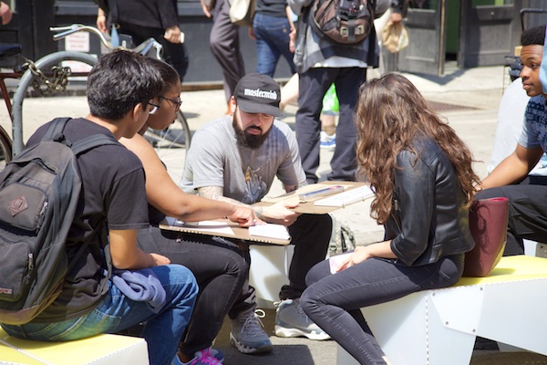 Uni portable drawing studio on Broadway for Earth Day, 2016