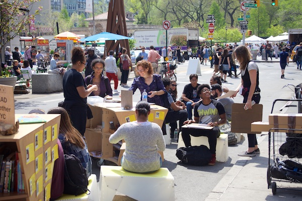 Uni portable drawing studio on Broadway for Earth Day, 2016