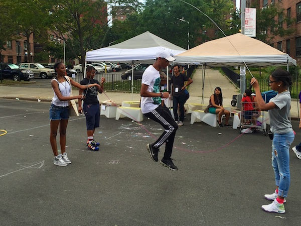 Uni at East Harlem farmers market play street