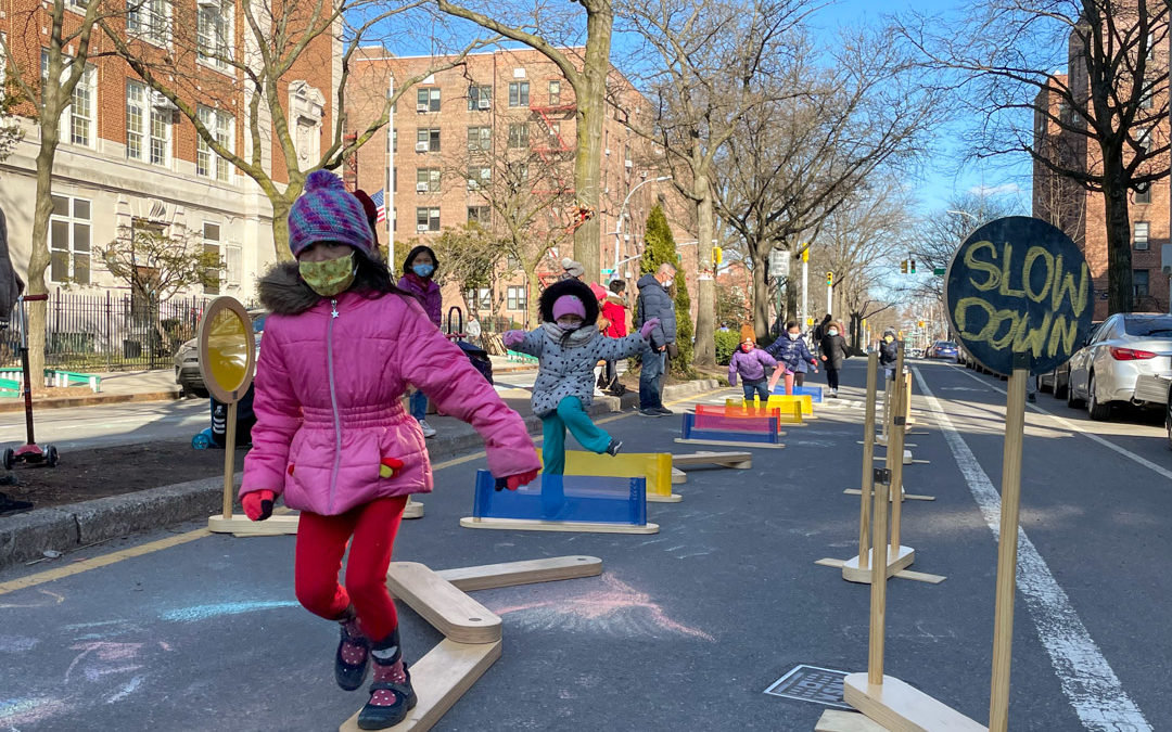 Transforming streets for kids, PLAY at 34th Ave Open Street, Queens