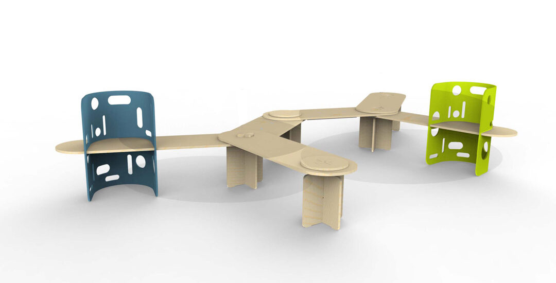 A rendering of a modular bench.