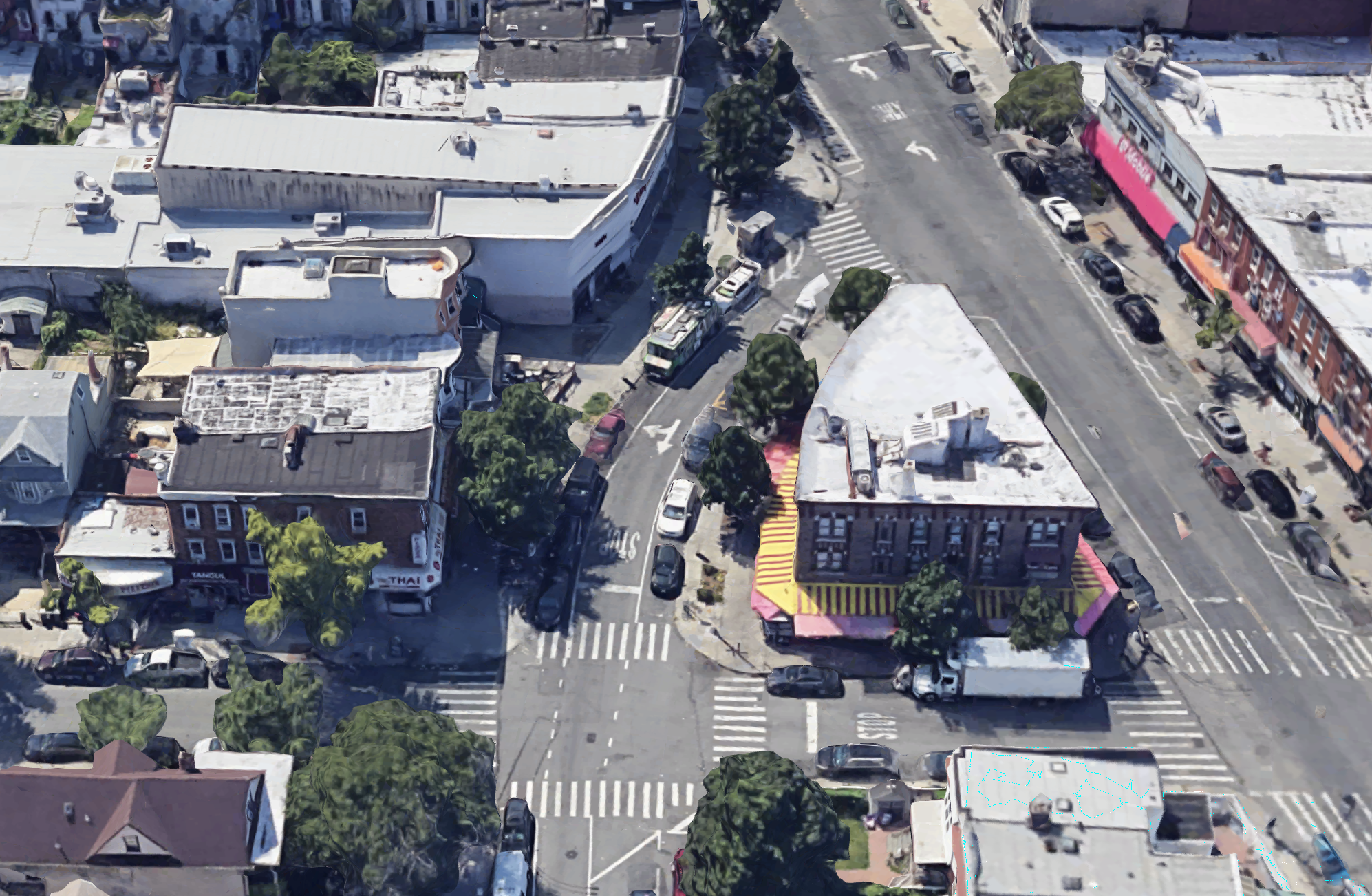 A satellite view of Beverley Rd in Brooklyn, NYC.