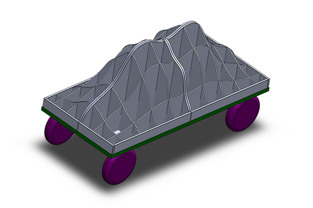 A gray rendering of a cart.