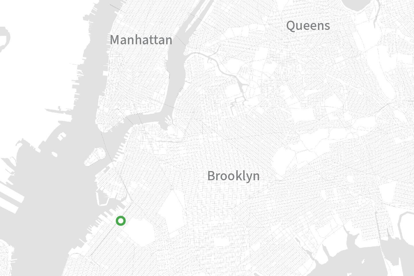 Location Pages Map_20241018_Industry A map showing three NYC boroughs (Manhattan, Brooklyn, and Queens) with a dot in Brooklyn.