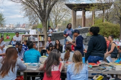 The Uni portable reading room in NYC Parks.