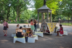 The Uni portable reading room in NYC Parks.