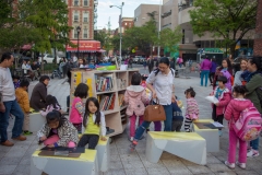 The Uni portable reading room in NYC Parks.