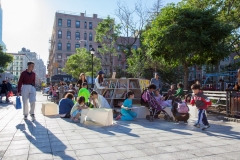 The Uni portable reading room in NYC Parks.