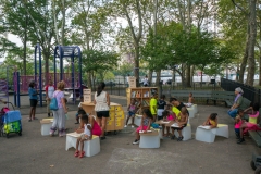 The Uni portable reading room in NYC Parks.