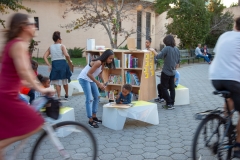 The Uni portable reading room in NYC Parks.