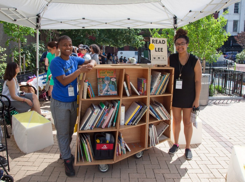 The Uni portable reading room at White Park, East Harlem.