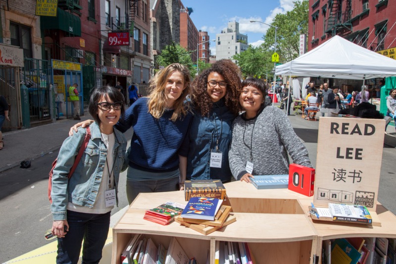 The Uni portable reading room on Rutgers St, Two Bridges, NYC.